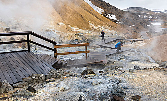 地热,区域,热,火山,雷克雅奈斯,半岛,冬天,大幅,尺寸