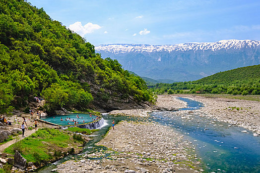 温泉,河,靠近,国家公园,后面,山,吉洛卡斯特拉,阿尔巴尼亚,欧洲