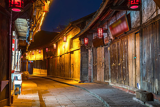 成都黄龙溪古镇夜景