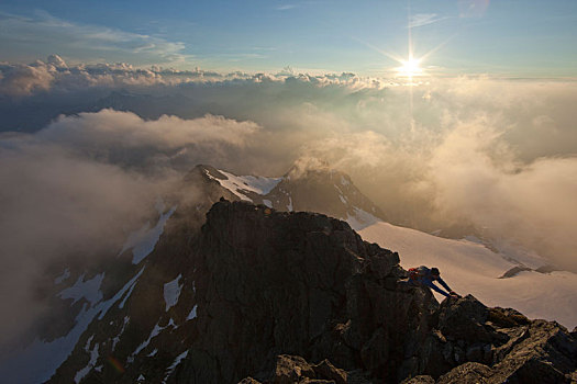 登山,顶峰,群体,提洛尔,奥地利