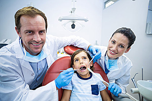 牙医,检查,孩子,病人,牙科诊所,头像