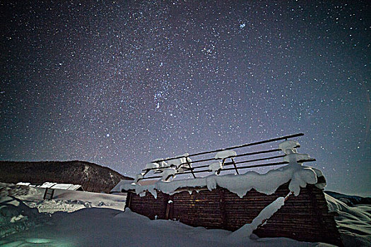 新疆禾木村庄星空