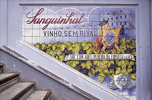 瓷砖墙,波尔图,葡萄牙,欧洲