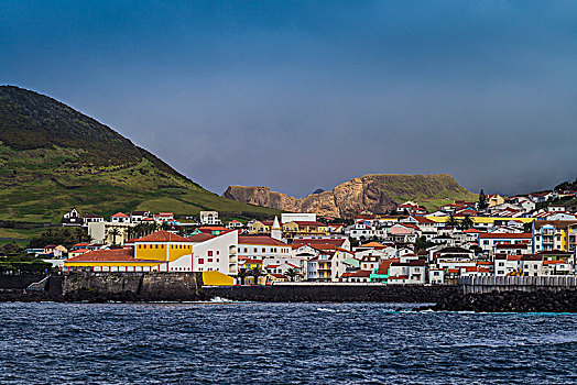 葡萄牙,亚速尔群岛,岛屿,城镇景色,海洋