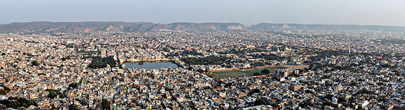 全景,城市,斋浦尔,堡垒,拉贾斯坦邦,印度,亚洲