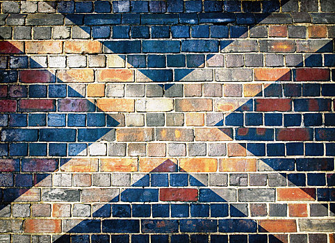苏格兰,旗帜,砖墙,背景