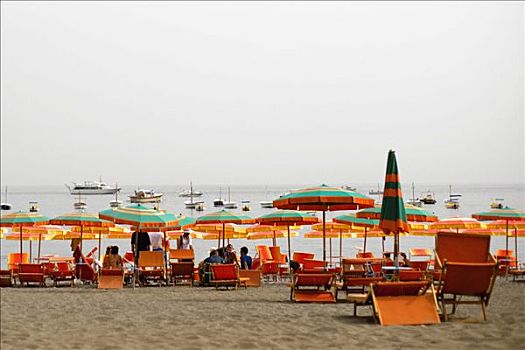 游客,海滩,波西塔诺,阿马尔菲海岸,萨勒诺,坎帕尼亚区,意大利