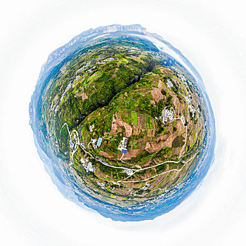 小行星视角航拍湖北恩施大峡谷云龙地缝景区球形全景图