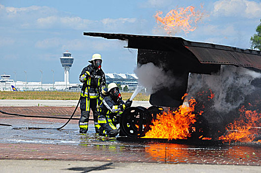 德国,慕尼黑,机场,消防队,训练,消防员,引擎,火灾