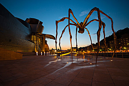 蜘蛛,雕塑,正面,古根海姆博物馆,毕尔巴鄂,巴斯克,比斯开湾,省,西班牙,欧洲