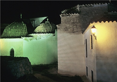 教堂,夜晚,达特维拉区,伊比萨岛,巴利阿里群岛,西班牙
