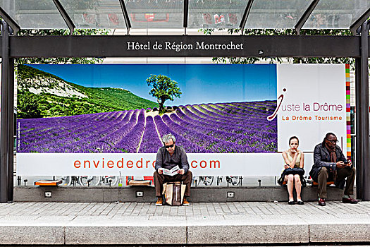 人,等待,电车站,里昂,广告,假日,普罗旺斯,背景