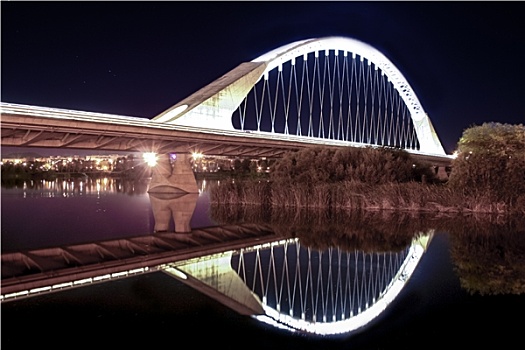 桥,上方,瓜地亚纳河,夜晚