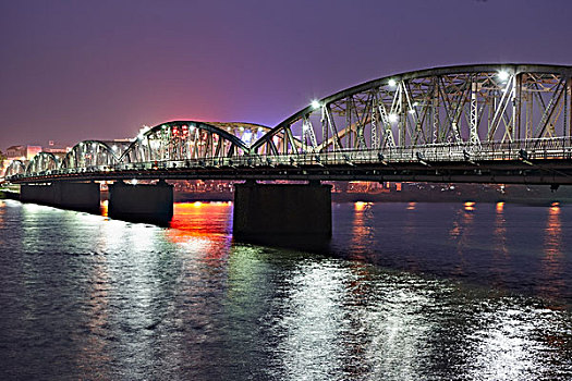 光亮,桥,上方,香水,河,色调,越南
