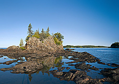 岩石,岛屿,歪曲,湾,苏必利尔湖省立公园,安大略省,加拿大