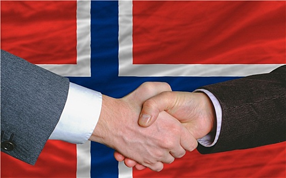 商务人士,握手,交易,正面,挪威,旗帜