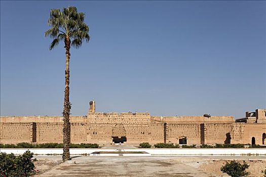 巨大,内院,遗址,玛拉喀什,摩洛哥,非洲