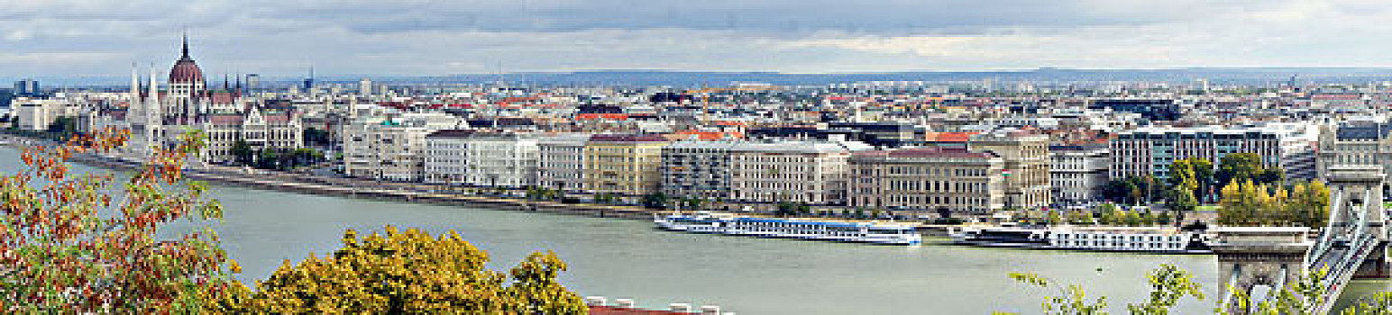 从城堡山匈牙利皇宫俯瞰多瑙河两岸,匈牙利布达佩斯