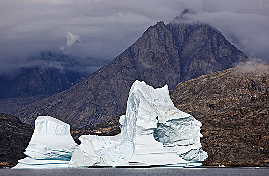 格陵兰,东方,山景,冰山