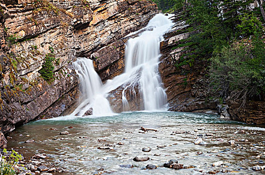 瀑布,瓦特顿湖国家公园,艾伯塔省,加拿大