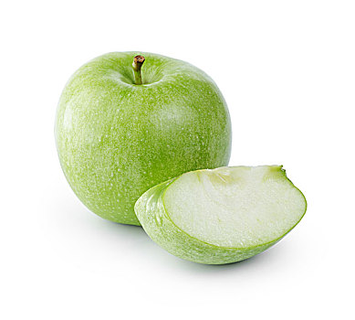 成熟,翠绿,苹果,局部,隔绝,白色背景