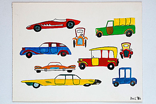 老古董,汽车,学生,绘画,13岁,德国,欧洲