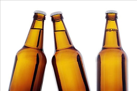 啤酒瓶,排列,两个,瓶子,倾斜