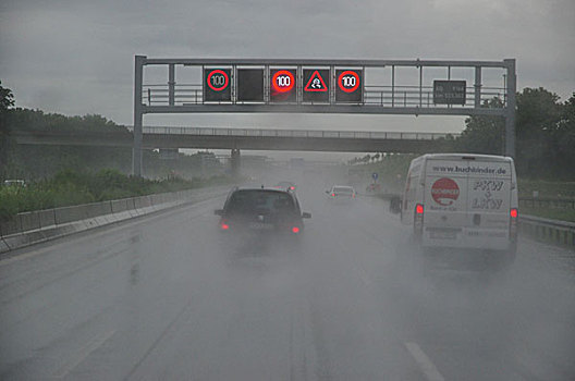 德国,公路,雨,危险,标识