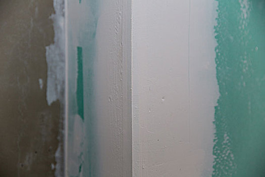 干式墙,绿色,石膏,角,接缝,特写