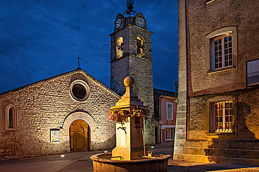 教堂,纪念,喷泉,普罗旺斯,法国