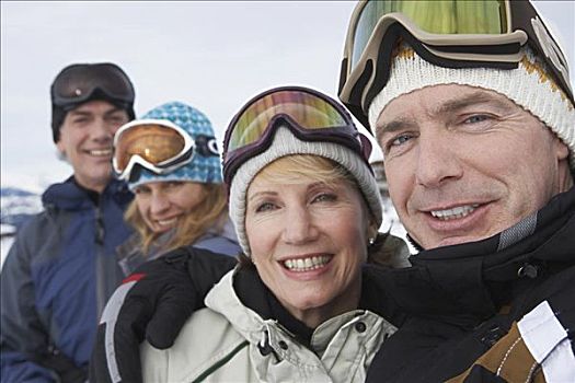 肖像,伴侣,滑雪,山,加拿大