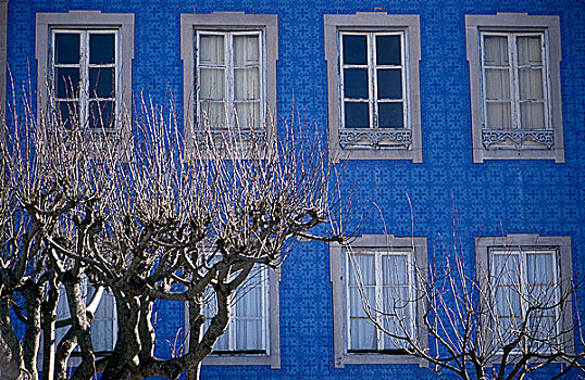 户外,建筑,蓝色,砖瓦,窗户