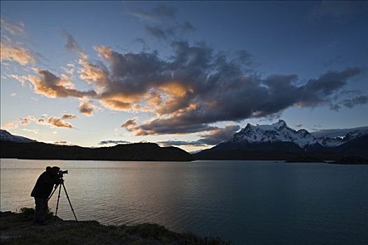 摄影师,山峦,拉哥裴赫湖,巴塔哥尼亚,智利,南美