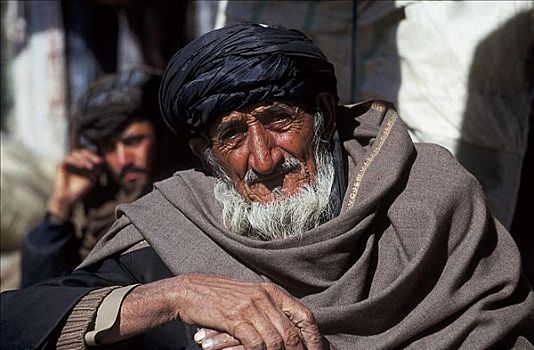 肖像,老人,缠头巾,巴基斯坦,亚洲