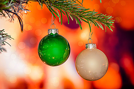 圣诞节饰物,松树,枝条,壁炉
