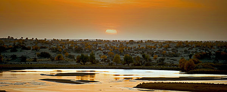 科里亚河的日落,新疆和田于田县