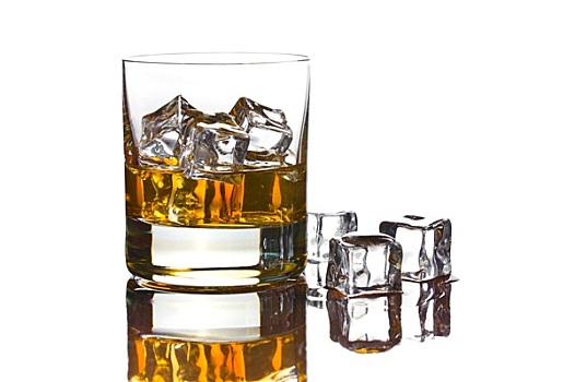 威士忌,冰,玻璃杯