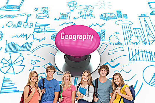地理,粉色,按键,文字,微笑,学生,穿,背包,拿着,书本