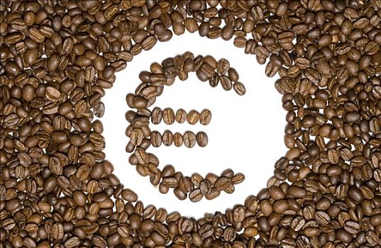 咖啡豆,形状,欧元,象征