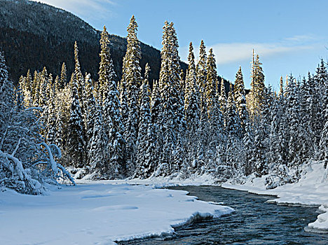 风景,冰冻,湖,地区性,地区,公路,不列颠哥伦比亚省,加拿大
