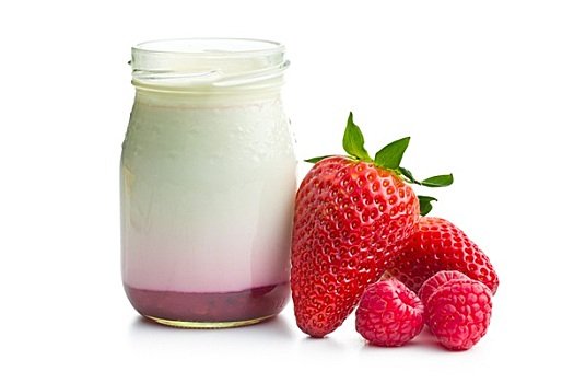 酸奶,罐,草莓,树莓