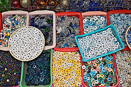 彩色,玻璃珠,出售,集市,开罗,埃及