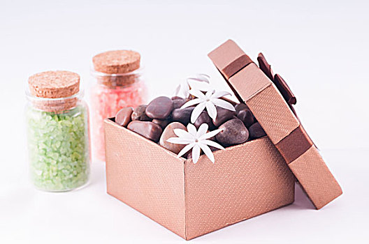 健康,礼物,盒子,红色,禅,石头,浴盐
