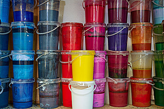 彩色,墨水,绘画,瓶子,排列,一堆,印刷,工厂