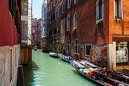 威尼斯,运河,船,平底船船夫