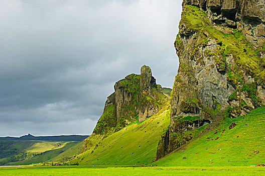 冰岛,靠近,岩层出露,火山岩,农舍,仰视
