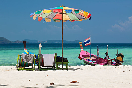 海滩伞,椅子,珊瑚,岛屿,泰国