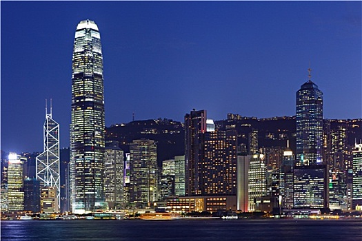 夜景,城市,香港