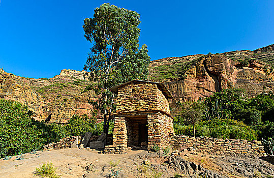 入口,石头,教堂,埃塞俄比亚,非洲