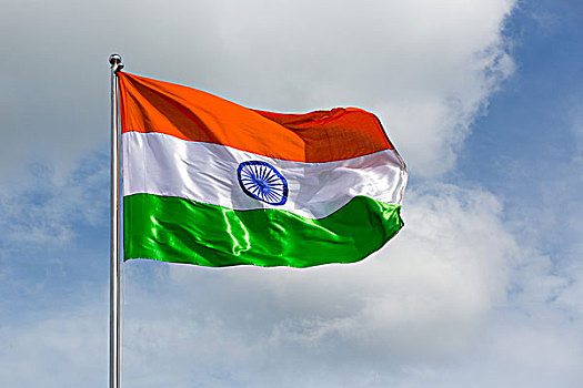 印度国旗,吹,风
